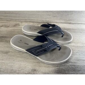 Clarks Collection Brinkley Jazz Thong Flip Flop Sandals‎ Womens Size 7 Navy Blue